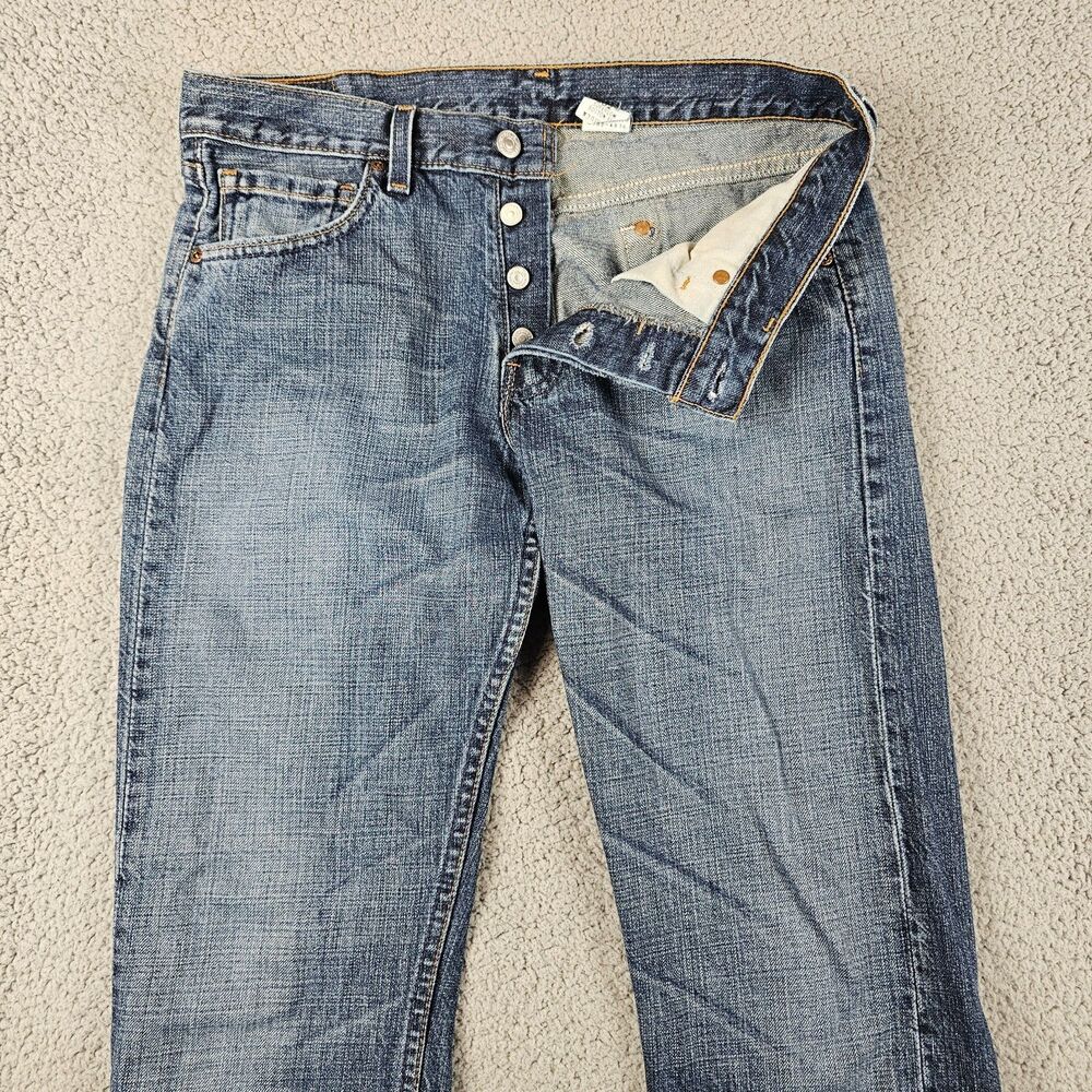 Vintage Levis 502 Mens 32x28 Blue Button Fly Distressed Super Low Y2K USA Made